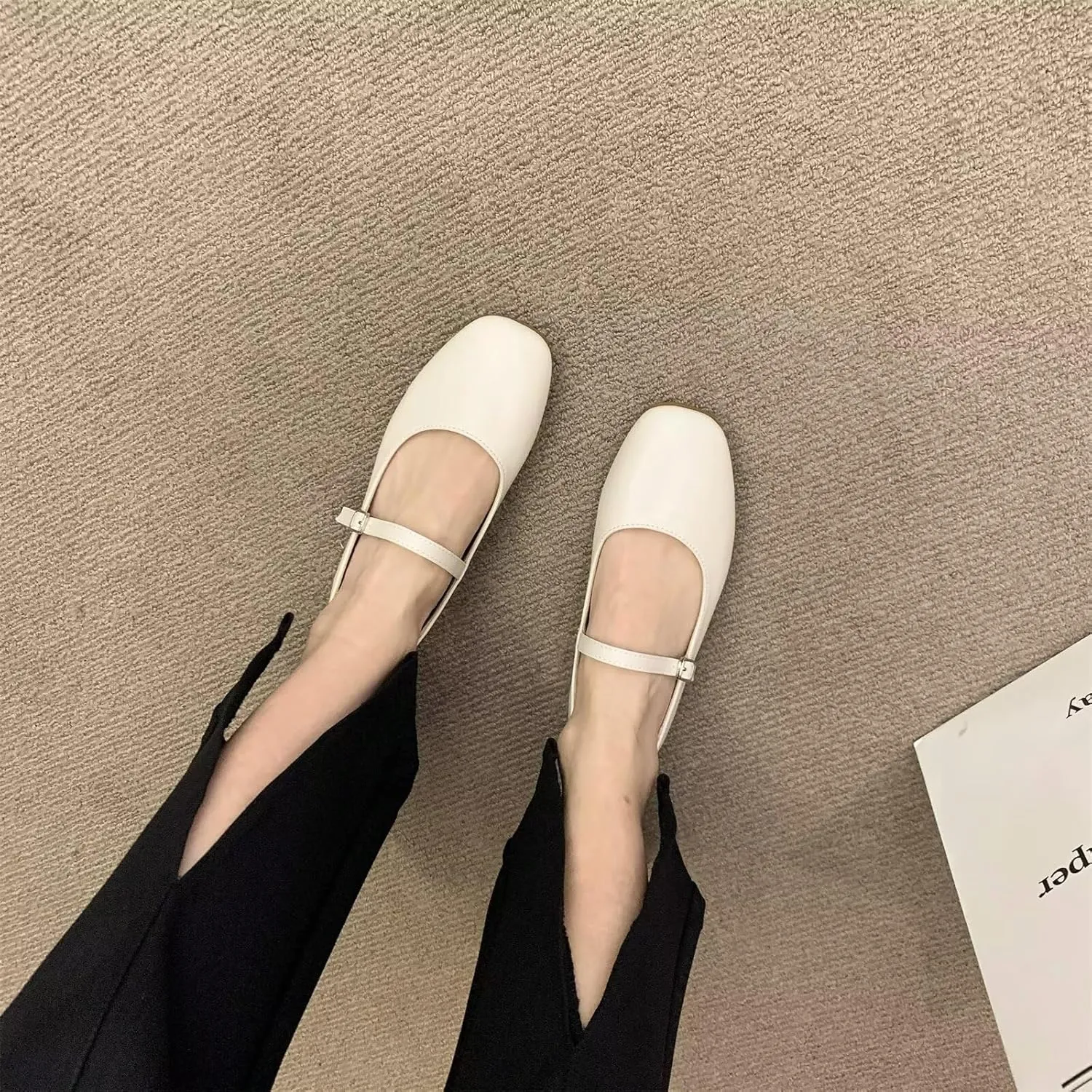 WENJIAZHIZHI Women's Round Toe Mary Janes Cute Bow Ballet Flats Elegant Low-Heel Girls Dress Shoes Wedding Slip-ons