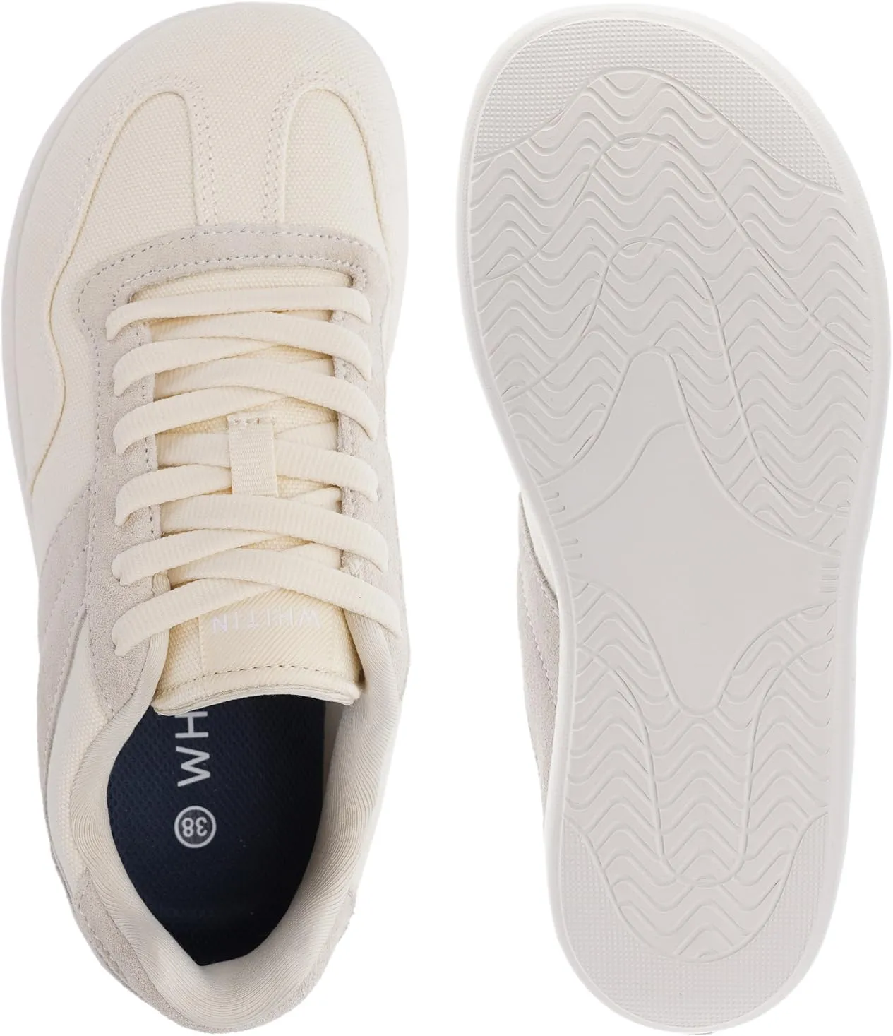 WHITIN Womens Wide Feather Sneakers | Canvas Casual Shoes | Zero Drop Sole
