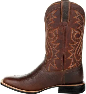 Wide Calf Cowboy Boots Square Toe Embroidered Western Boots For Men Slip On Leather Light Weight Work Boots