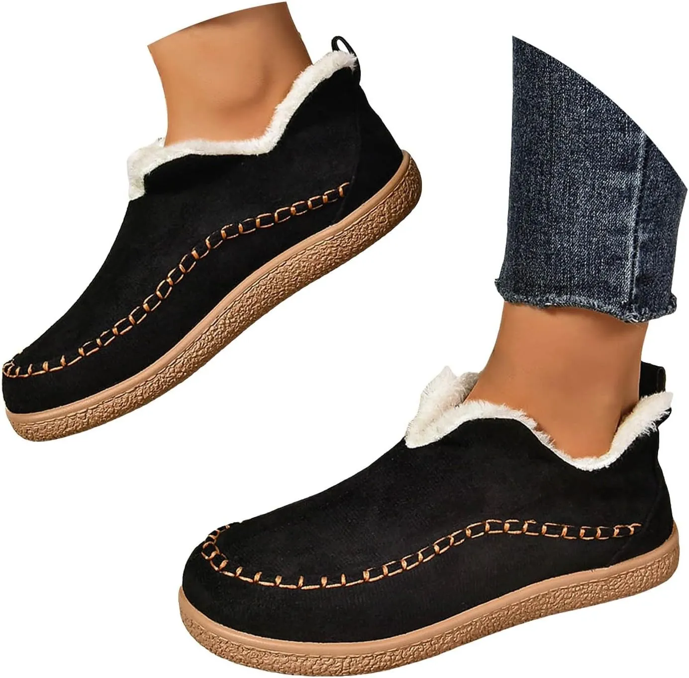 Winter Boots for Women, Winter Moccasin Boots Shoes With Cozy Memory Foam Warm Fuzzy Indoor Outdoor House Shoes