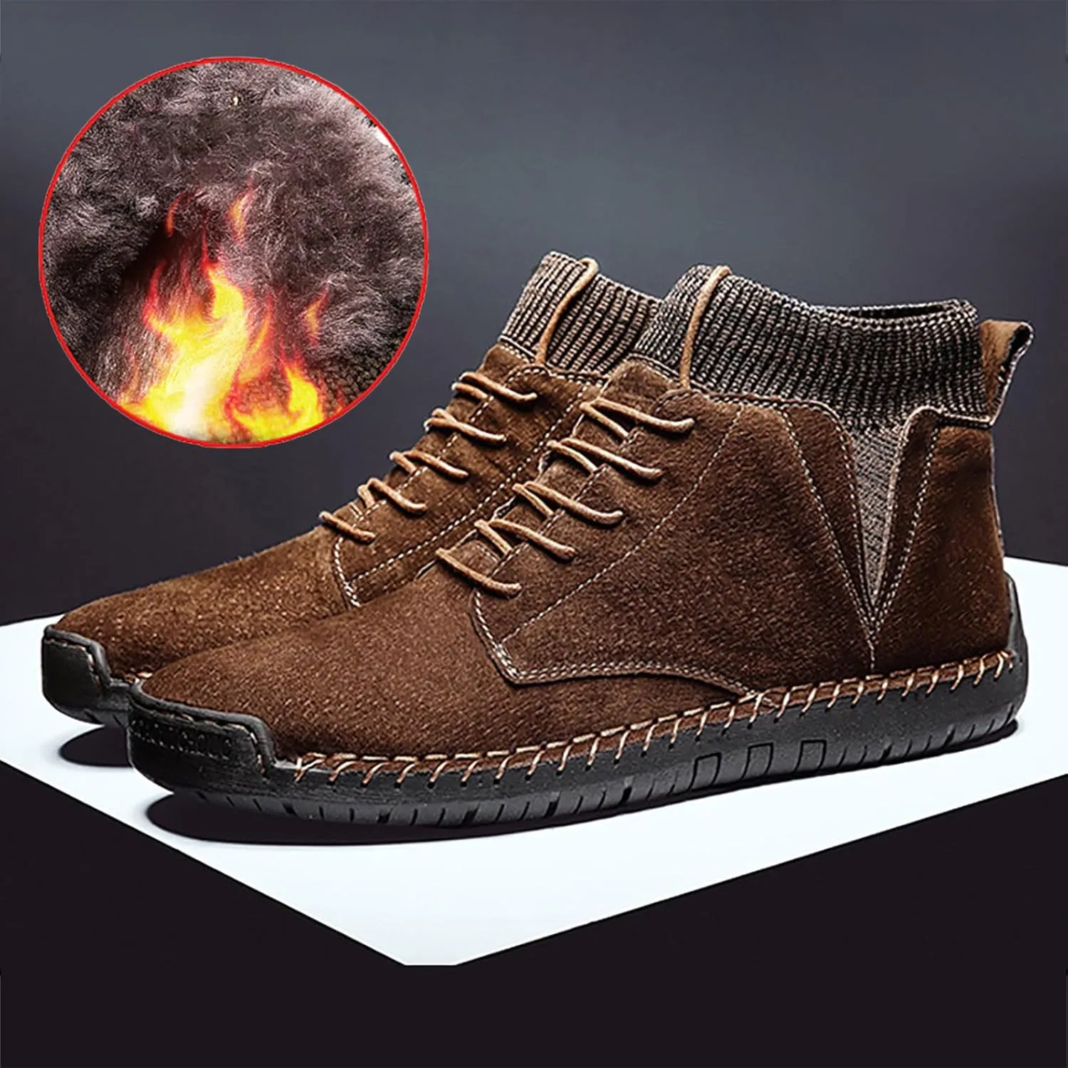 Winter Padded Men's British Large Size Casual Suede Handmade Foreign Trade Sport Shoes Shoes Men Slip on Sneaker