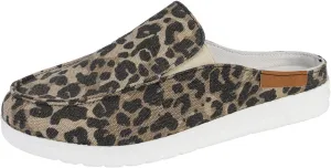 Women Canvas Slip On Lightweight Mule Sneaker,Summer Fashion Open Back Flats Walking Shoes Closed Round Toe Low Non-Slip Sneakers 2025 Top Casual Loafer Comfort