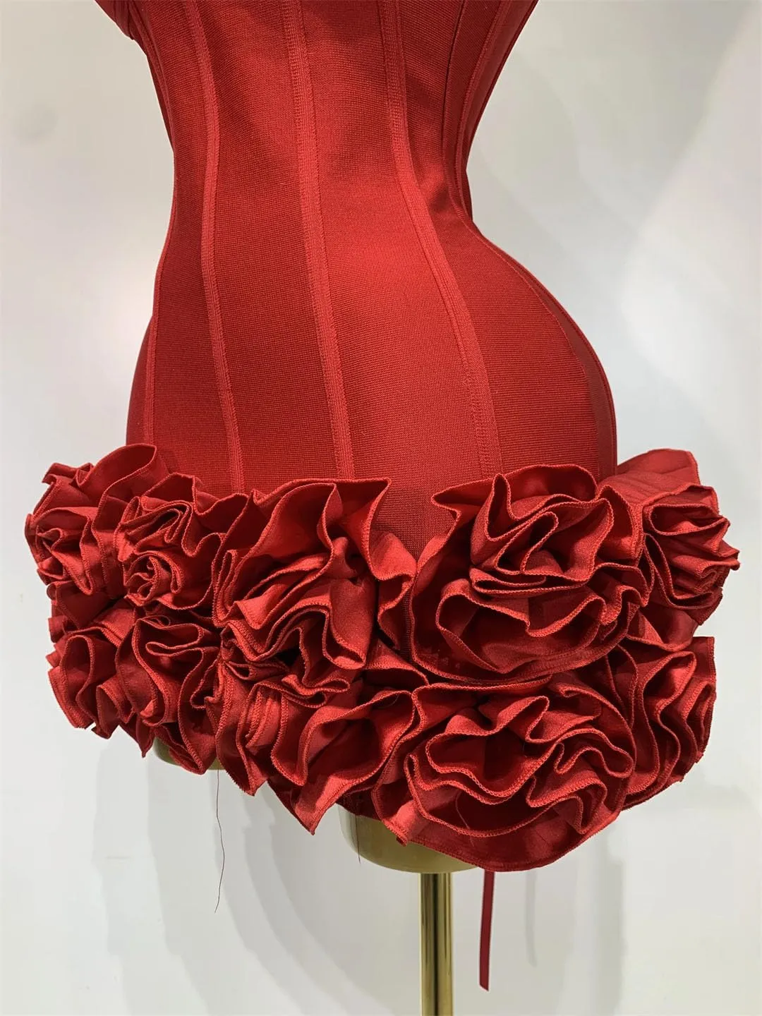 Women Evening Bandage Dress Strapless Bodycon Flowers Mini Celebrity Sexy Birthday Party Dresses