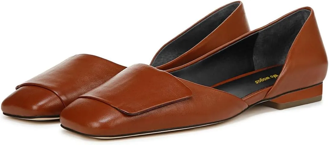 Women Fashion Pump Side Cut Ballet Flats Block Low Heeled Square Toe Slip On Shoes Working Shopping Party Size 4-16 US