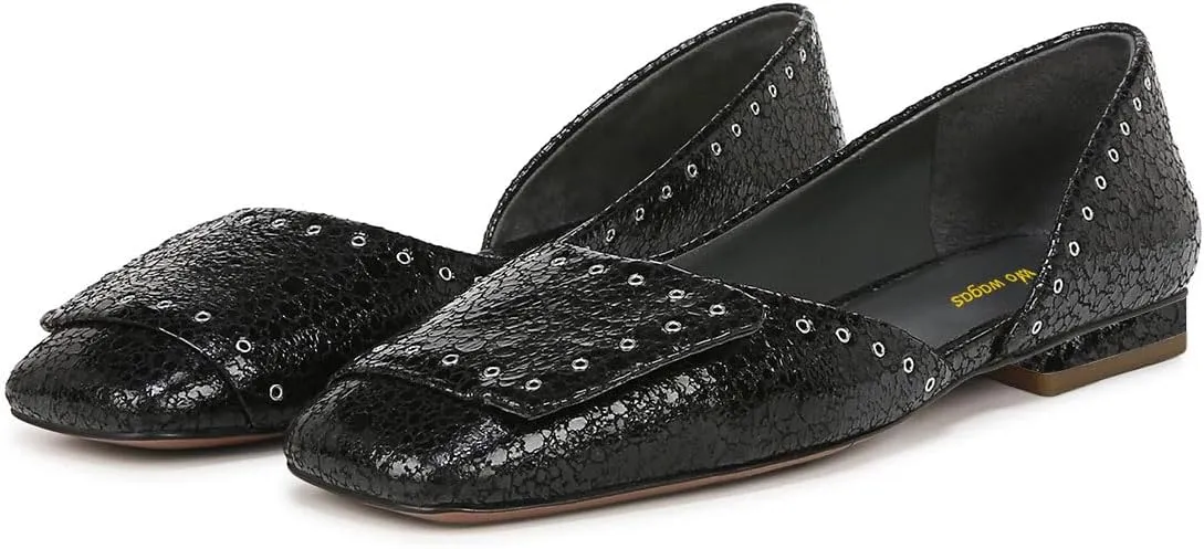 Women Fashion Pump Side Cut Ballet Flats Block Low Heeled Square Toe Slip On Shoes Working Shopping Party Size 4-16 US