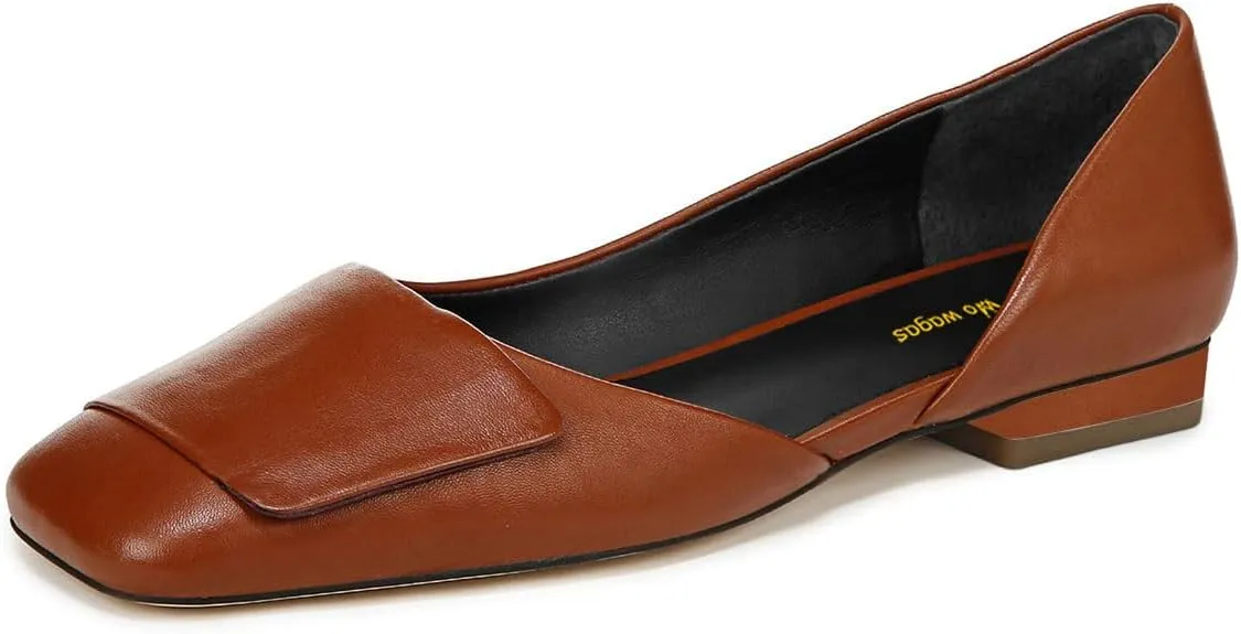 Women Fashion Pump Side Cut Ballet Flats Block Low Heeled Square Toe Slip On Shoes Working Shopping Party Size 4-16 US