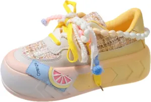 Women Kawaii Shoes Y2k Shoes Walking Sneakers Women Platform Chunky Cute Linen Thick Roundhead Rave Shoes Travel