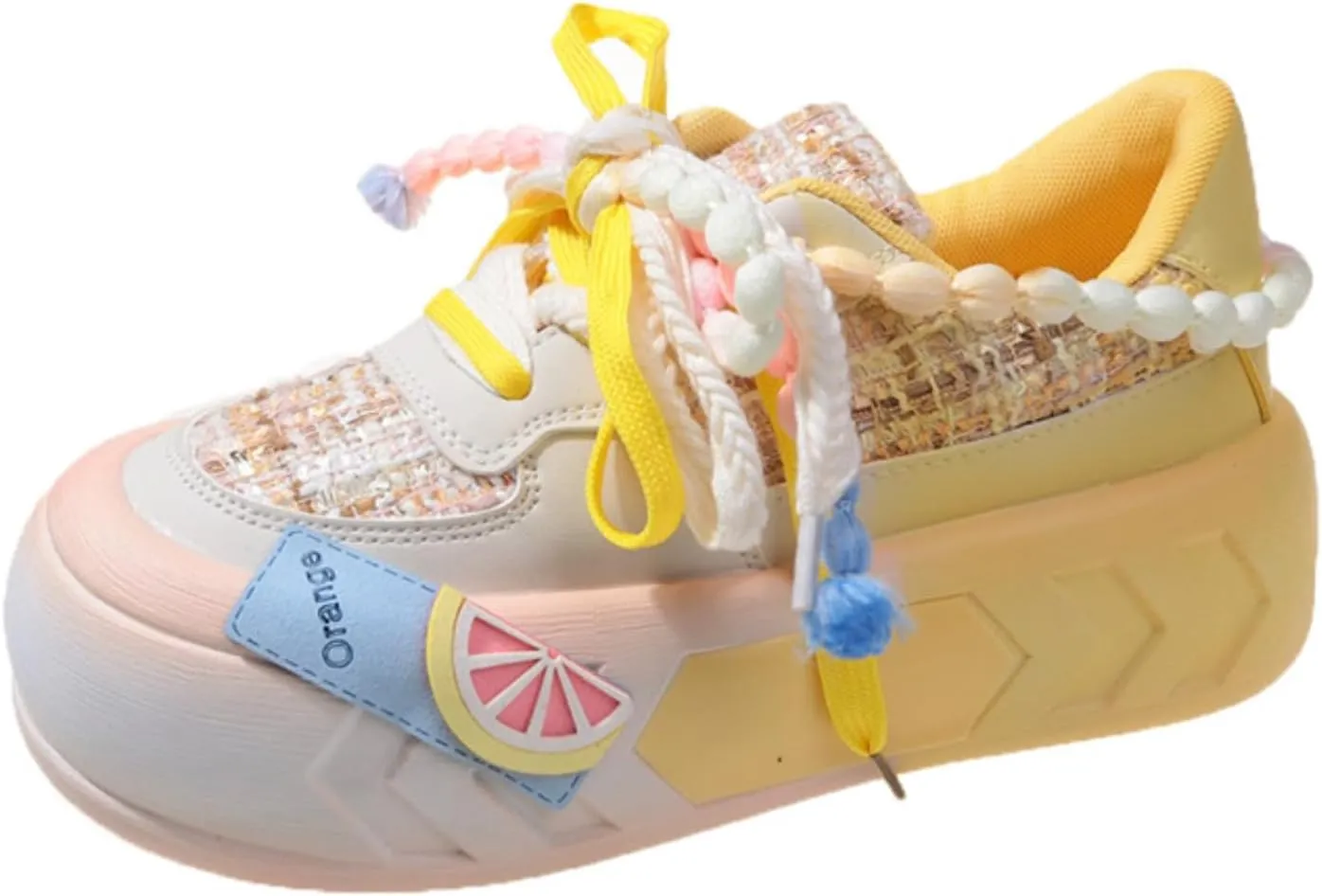 Women Kawaii Shoes Y2k Shoes Walking Sneakers Women Platform Chunky Cute Linen Thick Roundhead Rave Shoes Travel