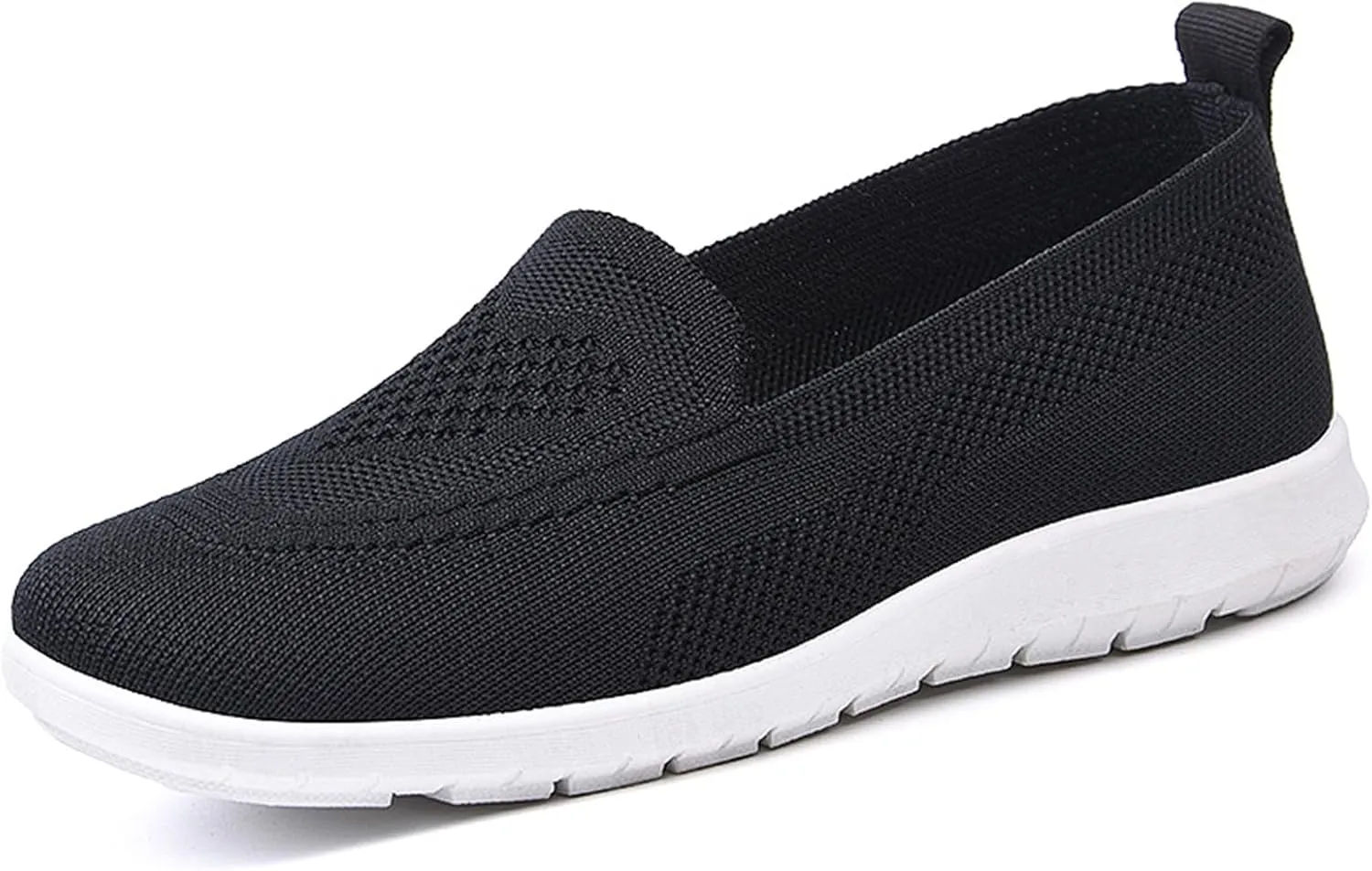 Women Knitted Mesh Slip-on Walking Shoes,Lightweight Arch Support Sneakers Flat Loafers Nurse Shoes