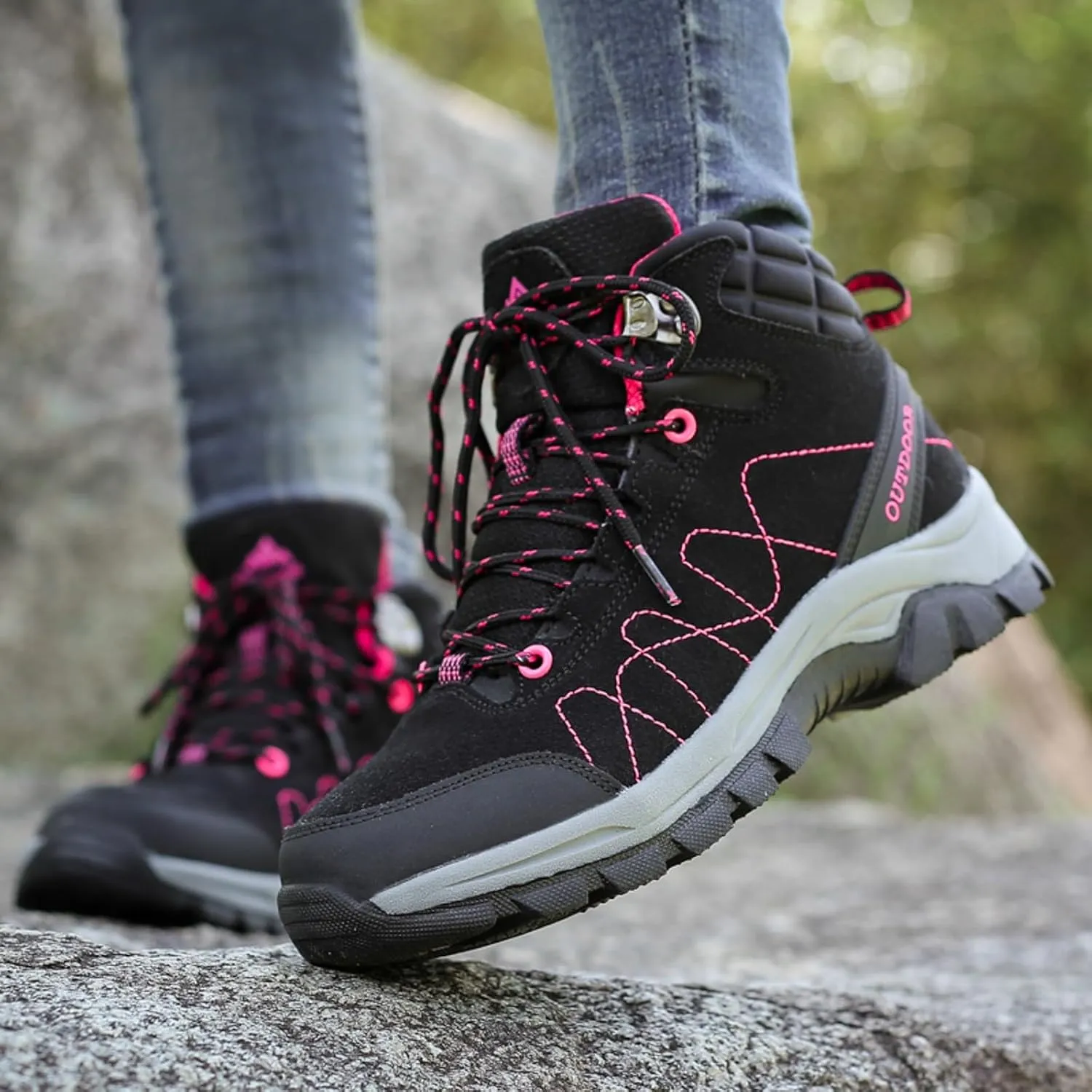 Women Shoes Couple Hiking Shoes Fashion Thick Soled Outdoor Hiking Sneakers Heeled Winter Boots for Women