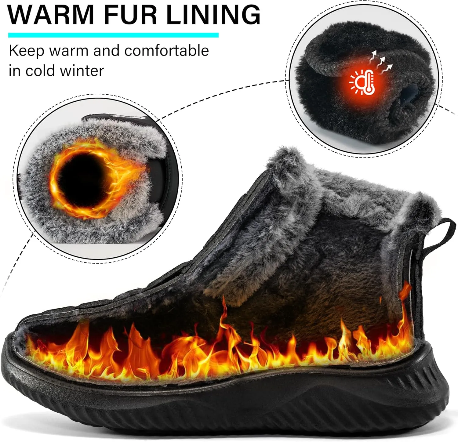 Women Snow Boots Waterproof: Fur Lined Warm Winter Boots for Women- Comfortable Non Slip Outdoor Walking Booties