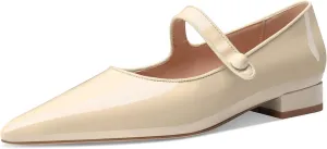 Women Vintage Mary Jane Pumps Ballet Flats Patent Leather Ankle Strap Closed Pointed Toe Slip On Comfortable Classic Dress Shoes for Casual Work Office Wedding Business Daily Walking