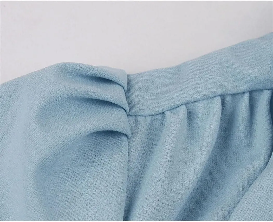 Women Vintage Style Pleated Dress Bow Tie Neck Button Up Women Elegant Summer Rockabilly Party Dresses
