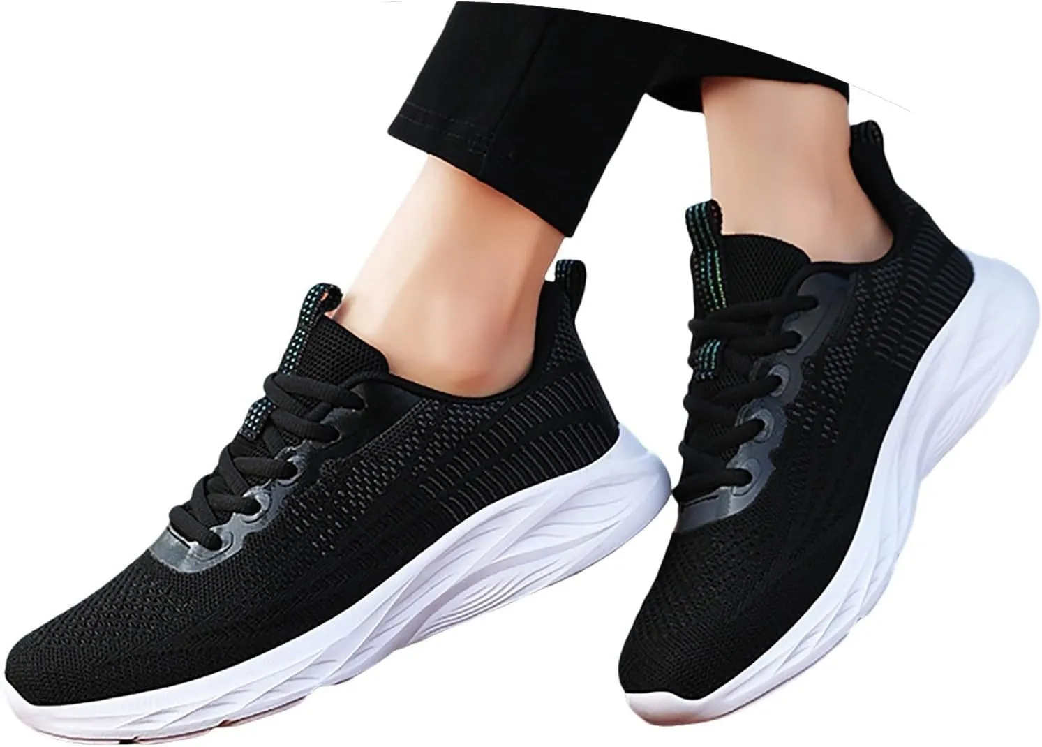 Women's Breathable Knit Mesh Sneakers for Walking Running Gym Casual Wear Lightweight Low Heel Athletic Shoes
