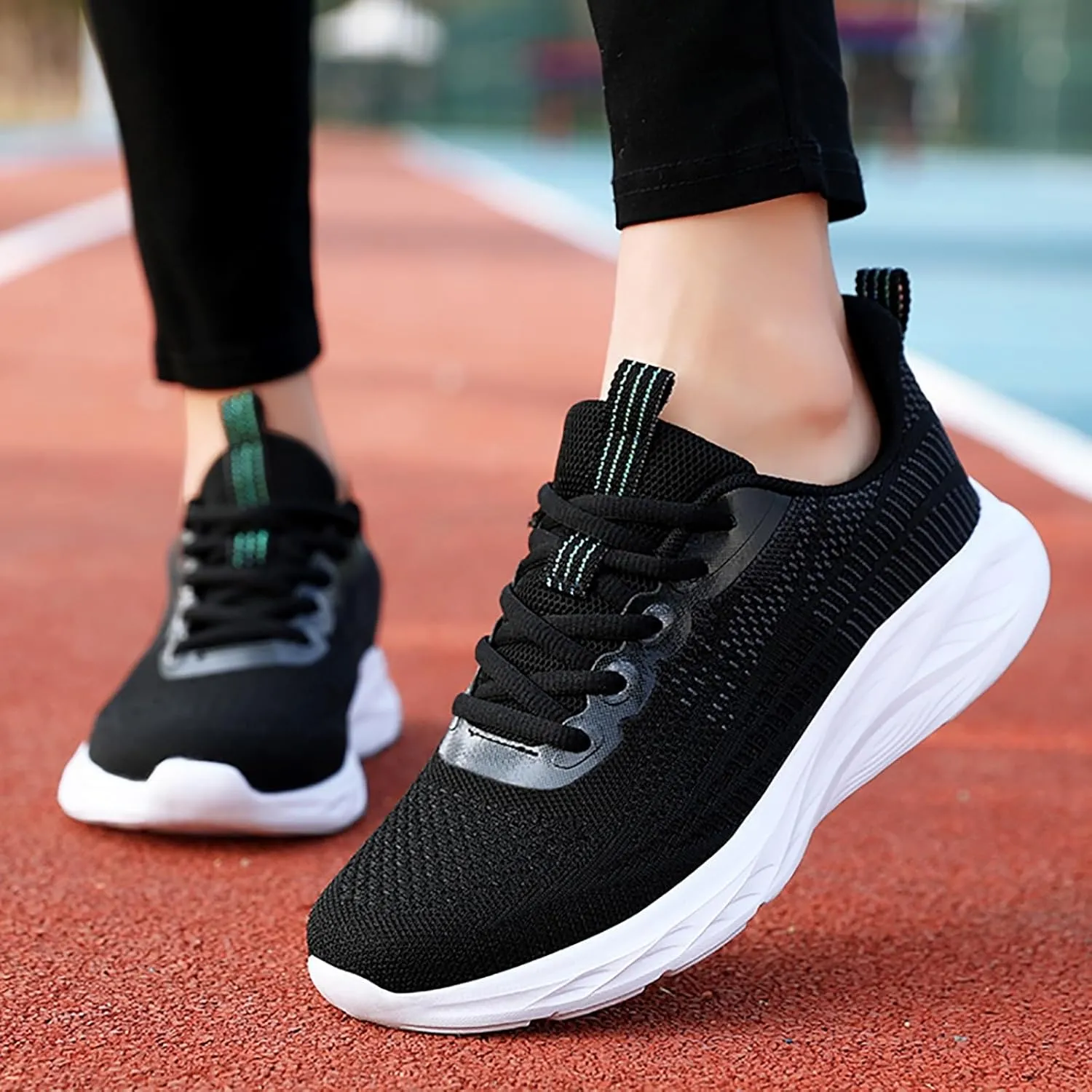 Women's Breathable Knit Mesh Sneakers for Walking Running Gym Casual Wear Lightweight Low Heel Athletic Shoes