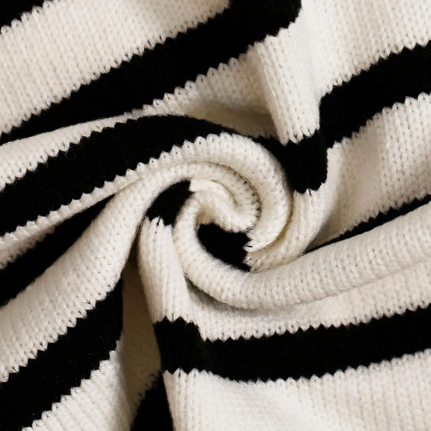 Women's Cardigan Sweaters Casual Striped Cropped Sweater Long Sleeve Ribbed Knit Lady Jacket with Patch Pockets