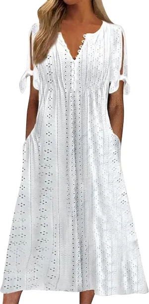 Womens Casual Summer Dress Plus Size Loose Fit Beach Cover-Up Trendy Maxi Dress Holiday Travel Pool Party Casual Wear