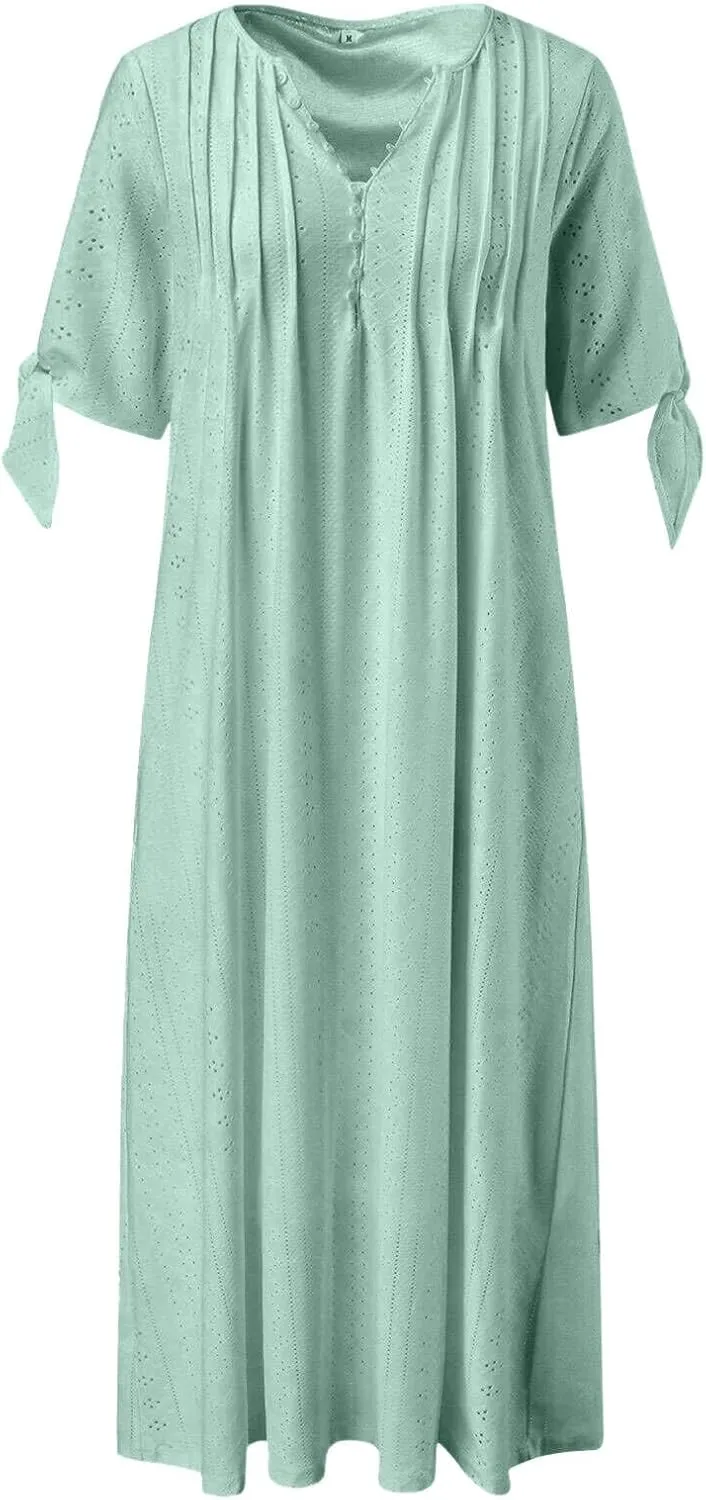 Womens Casual Summer Dress Plus Size Loose Fit Beach Cover-Up Trendy Maxi Dress Holiday Travel Pool Party Casual Wear