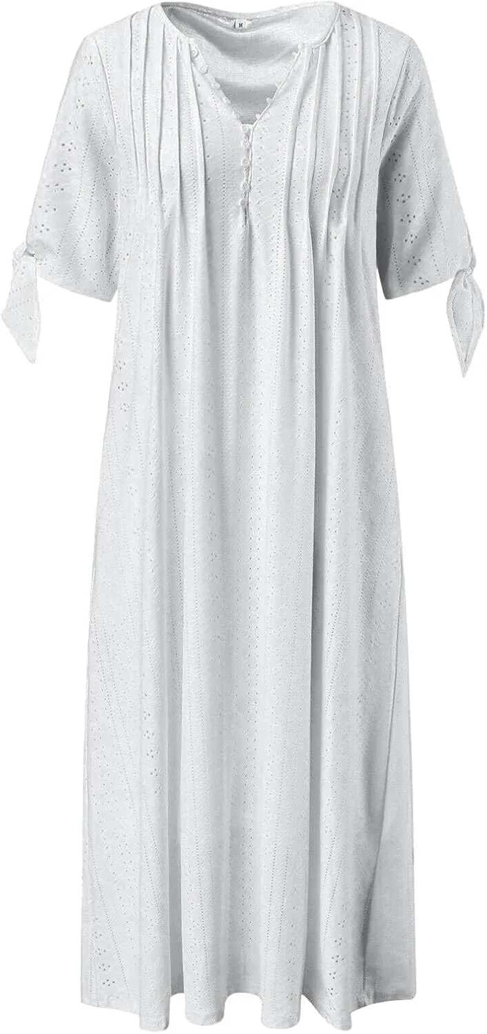 Womens Casual Summer Dress Plus Size Loose Fit Beach Cover-Up Trendy Maxi Dress Holiday Travel Pool Party Casual Wear