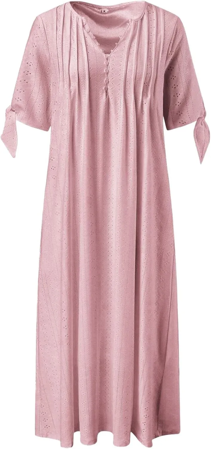 Womens Casual Summer Dress Plus Size Loose Fit Beach Cover-Up Trendy Maxi Dress Holiday Travel Pool Party Casual Wear
