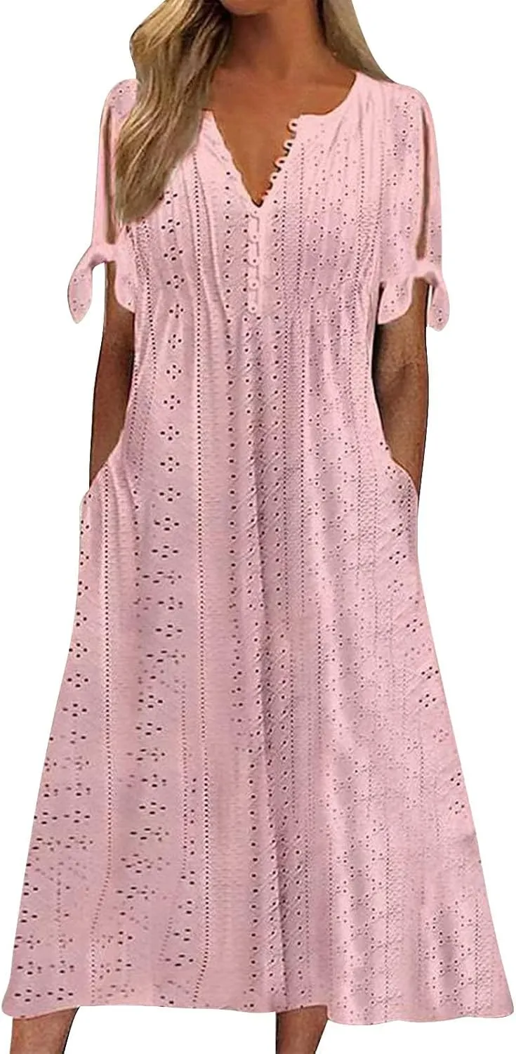 Womens Casual Summer Dress Plus Size Loose Fit Beach Cover-Up Trendy Maxi Dress Holiday Travel Pool Party Casual Wear