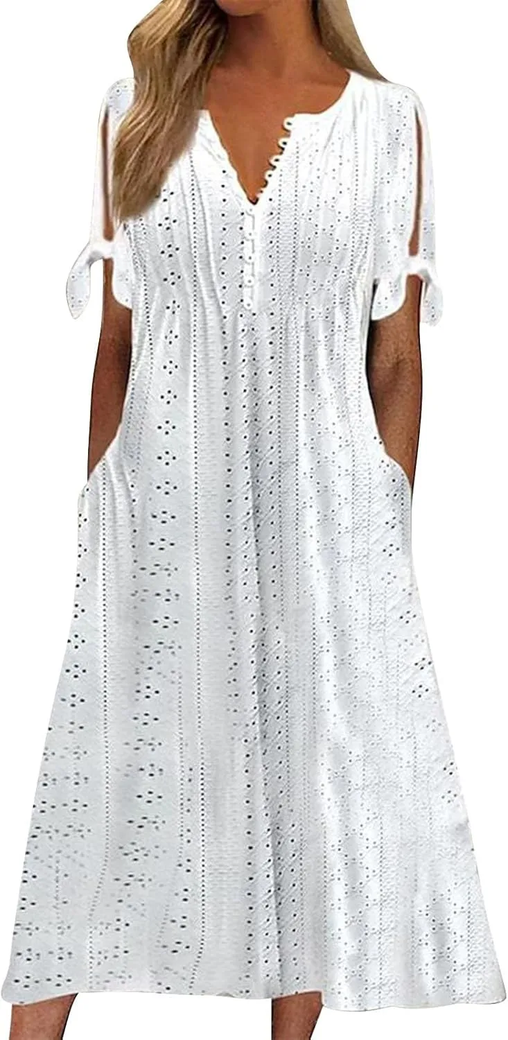 Womens Casual Summer Dress Plus Size Loose Fit Beach Cover-Up Trendy Maxi Dress Holiday Travel Pool Party Casual Wear