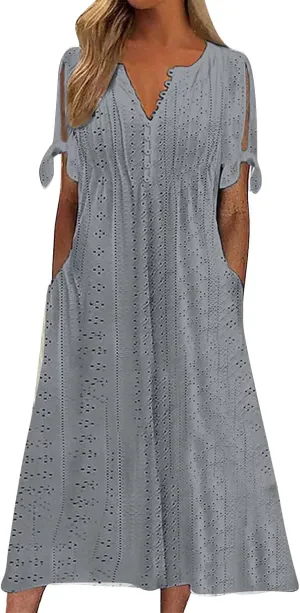 Womens Casual Summer Dress Plus Size Loose Fit Beach Cover-Up Trendy Maxi Dress Holiday Travel Pool Party Casual Wear
