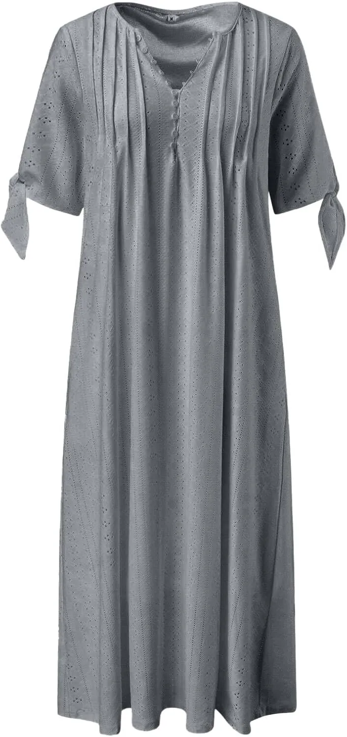 Womens Casual Summer Dress Plus Size Loose Fit Beach Cover-Up Trendy Maxi Dress Holiday Travel Pool Party Casual Wear