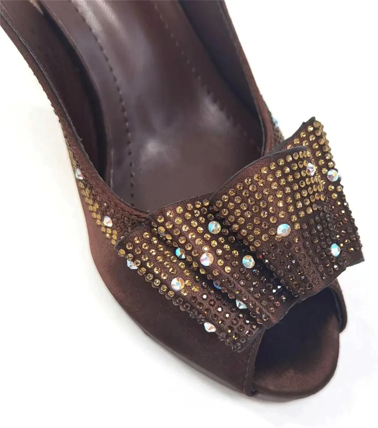Women's Coffee Slingback Bridal Set - Italian Leather Sandals & Braided Clutch for Autumn Weddings