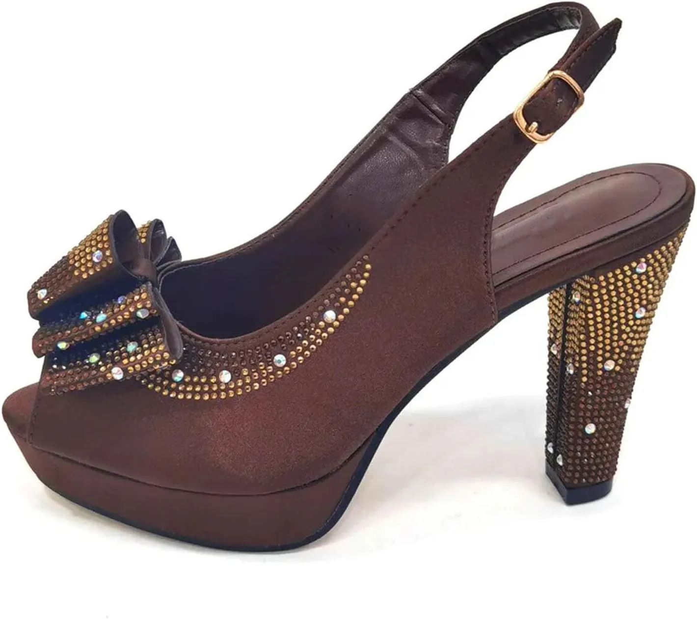 Women's Coffee Slingback Bridal Set - Italian Leather Sandals & Braided Clutch for Autumn Weddings