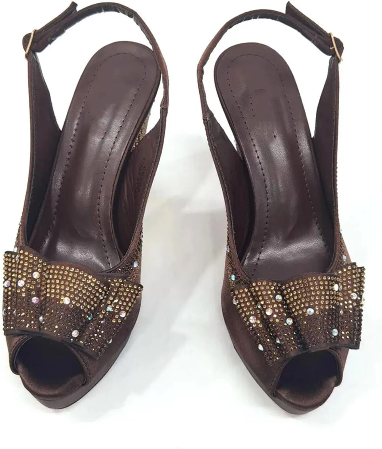 Women's Coffee Slingback Bridal Set - Italian Leather Sandals & Braided Clutch for Autumn Weddings