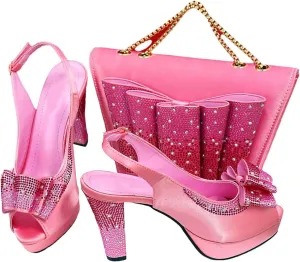 Women's Coffee Slingback Bridal Set - Italian Leather Sandals & Braided Clutch for Autumn Weddings