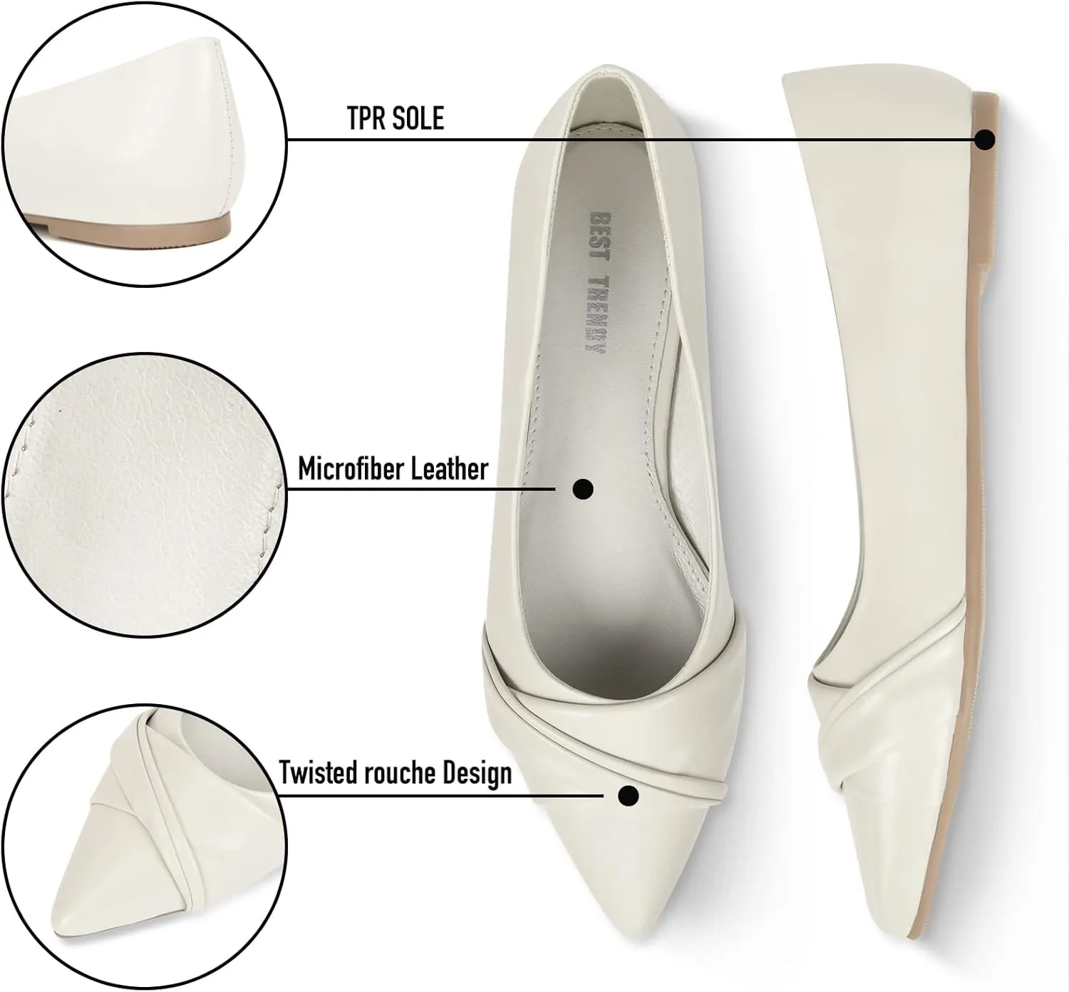 Women’s Comfort Pointed Toe Skimmer Ballet Flats Shoes