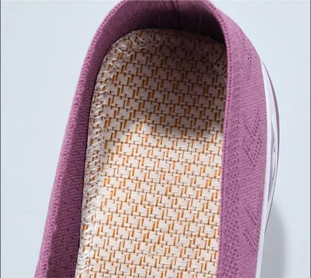 Women's Comfortable Breathable Knitted Sneakers Woven Cut-Out Arch Support Sneakers Flat Shoes Lightweight Outdoor Flat Shoes for Women