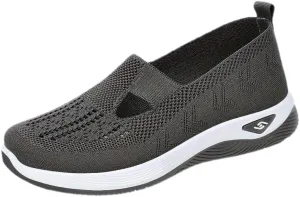 Women's Comfortable Breathable Knitted Sneakers Woven Cut-Out Arch Support Sneakers Flat Shoes Lightweight Outdoor Flat Shoes for Women