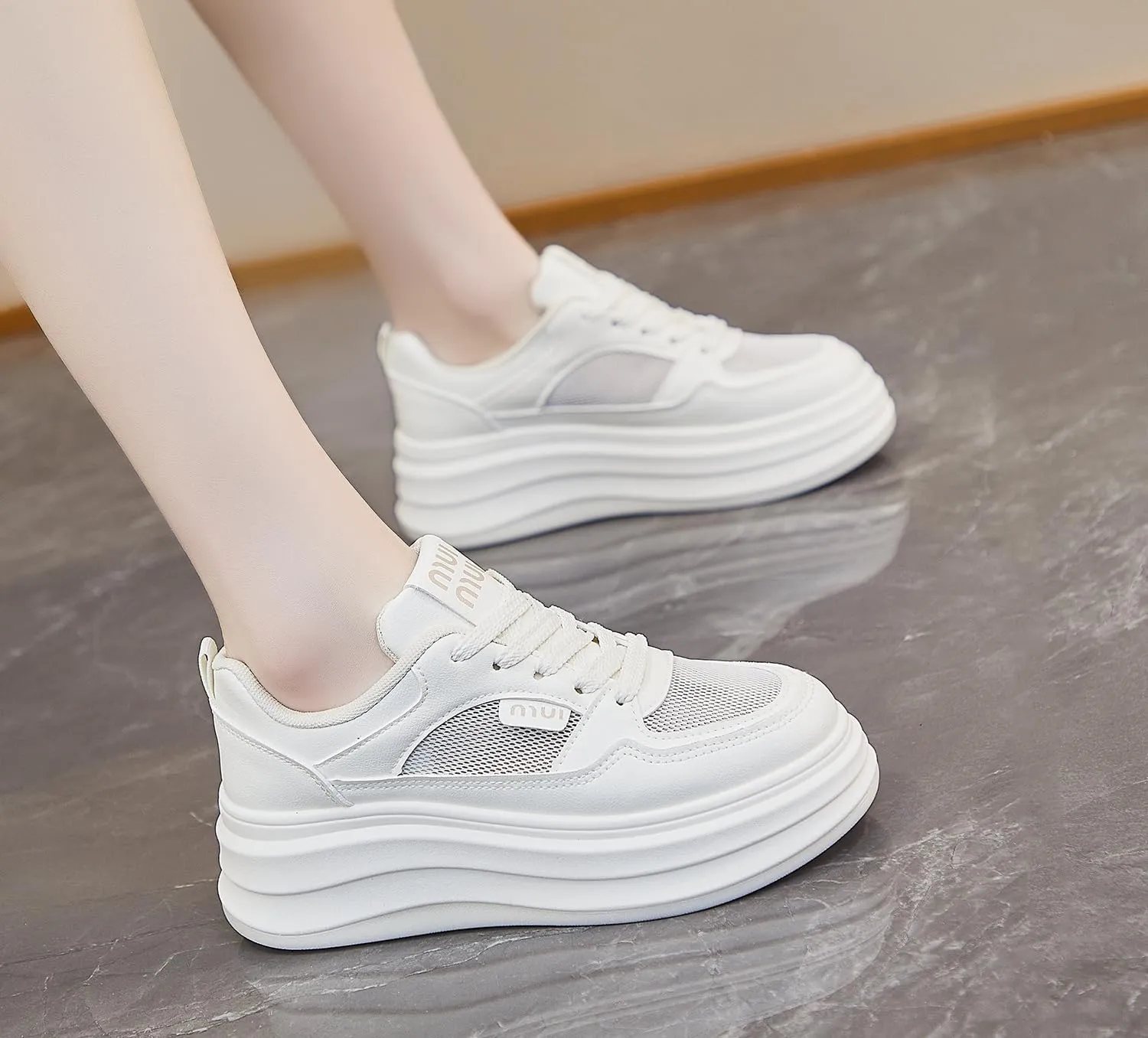 Women's Cute Breathable Platform Sneakers Y2K Comfort Lightweight Walking Shoes Casual Sport Work Campus