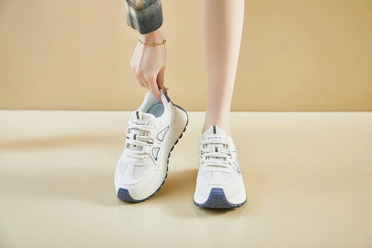Women's Fashion Breathable Mesh Platform Sneakers College Girls Campus Walking Shoes