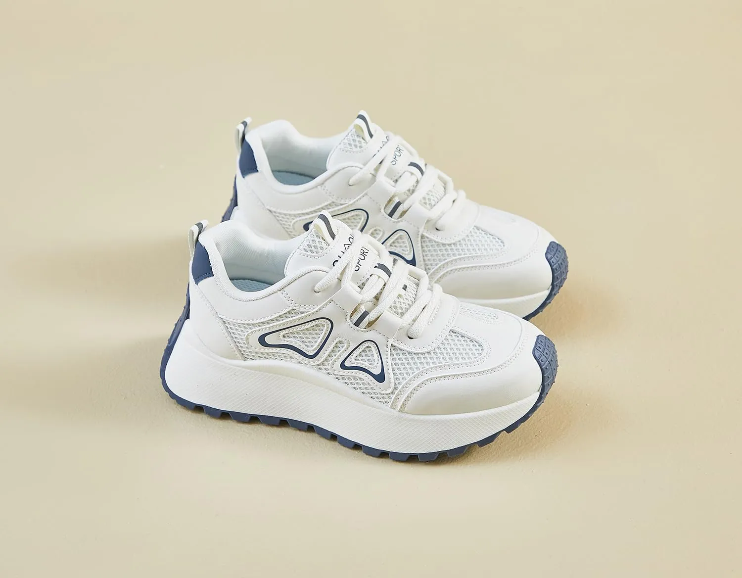 Women's Fashion Breathable Mesh Platform Sneakers College Girls Campus Walking Shoes