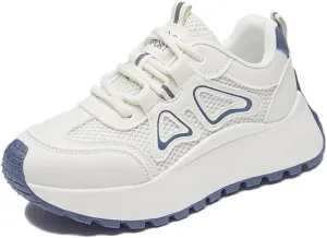 Women's Fashion Breathable Mesh Platform Sneakers College Girls Campus Walking Shoes