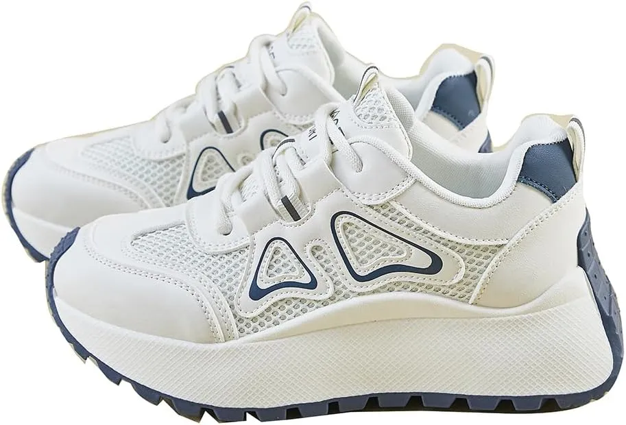Women's Fashion Breathable Mesh Platform Sneakers College Girls Campus Walking Shoes