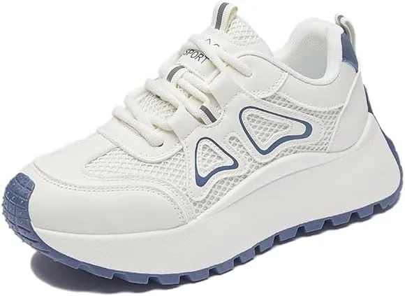 Women's Fashion Breathable Mesh Platform Sneakers College Girls Campus Walking Shoes