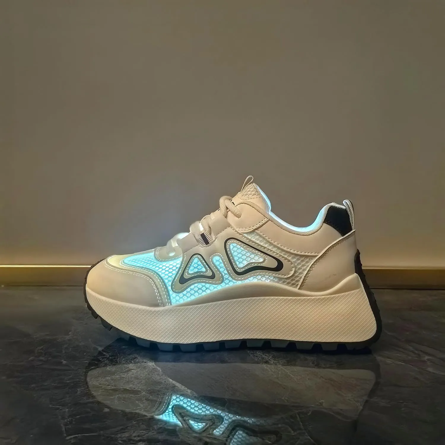 Women's Fashion Breathable Mesh Platform Sneakers College Girls Campus Walking Shoes
