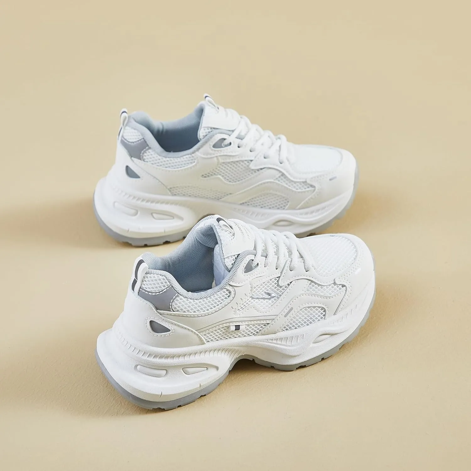 Women's Fashion Chunky Sneakers Breathable Mesh Platform Sneakers Retro Lace-Up Casual Tennis Shoes