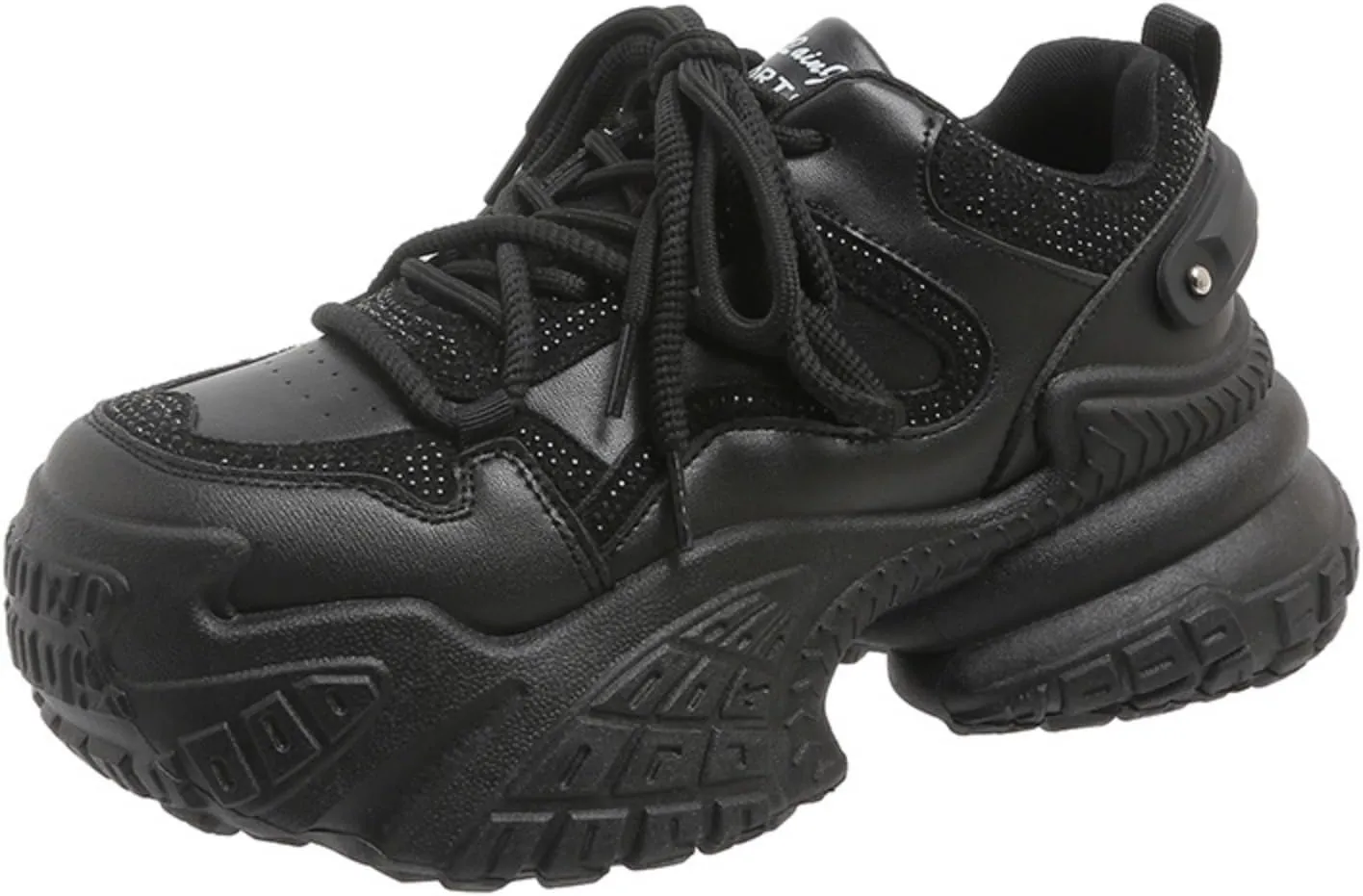 Womens Fashion Lace-Up Leather Platform Sneakers Round Toe Non-Slip Chunky Casual Sport Shoes for Walking Workout Driving Women's Fashion Sneakers