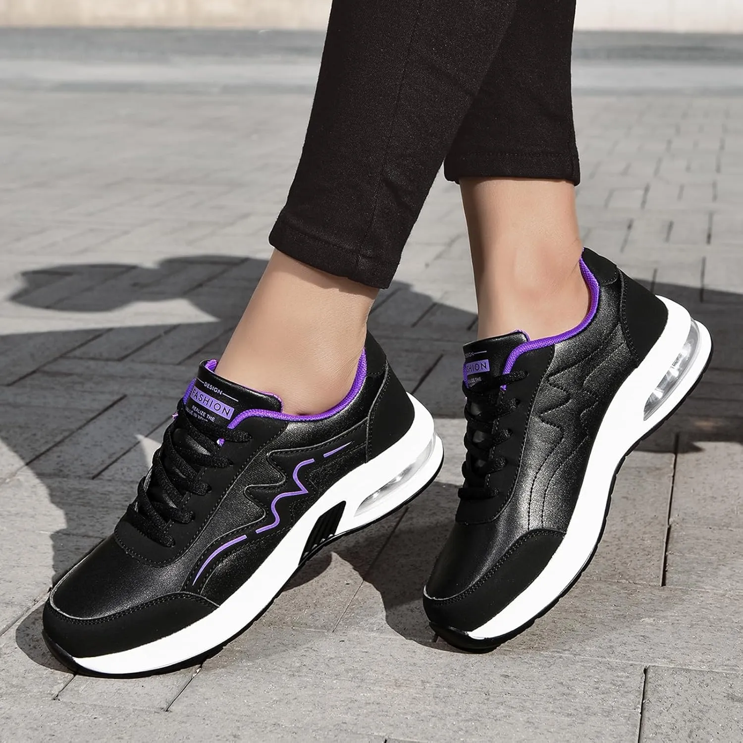 Women's Fashion Leather Lace Up Casual Sneakers Breathable Comfortable Running Shoes Shoes Women 990
