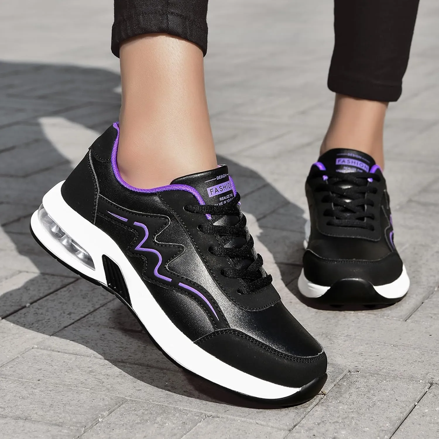 Women's Fashion Leather Lace Up Casual Sneakers Breathable Comfortable Running Shoes Shoes Women 990
