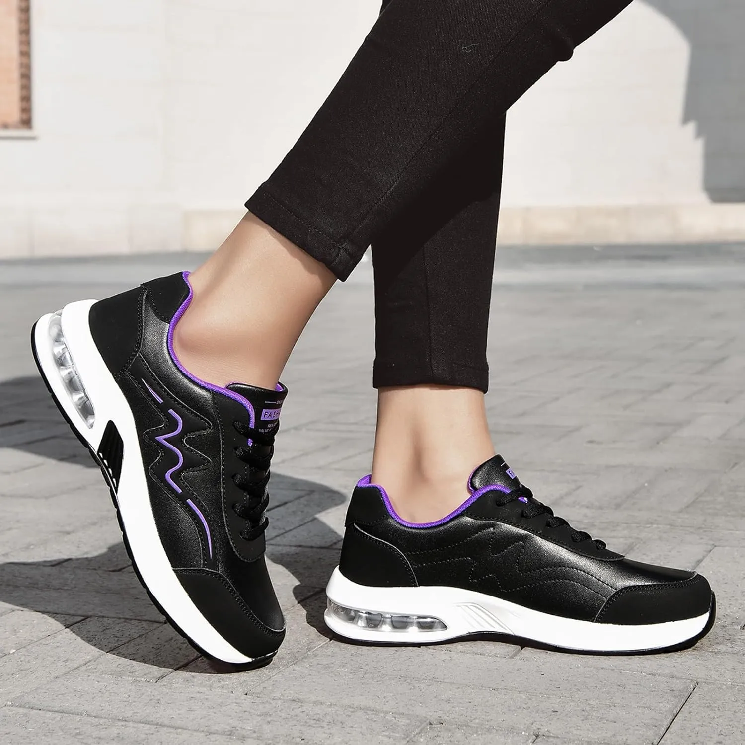 Women's Fashion Leather Lace Up Casual Sneakers Breathable Comfortable Running Shoes Shoes Women 990
