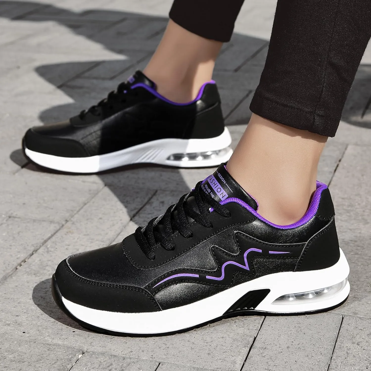 Women's Fashion Leather Lace Up Casual Sneakers Breathable Comfortable Running Shoes Shoes Women 990