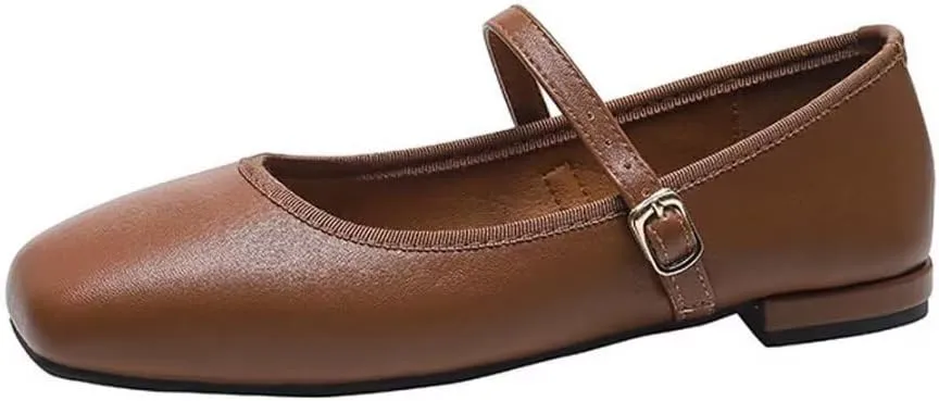 Women's Flat Mary Jane Shoes Ankle Strap Round Toe Chinese Style Ballet Flats Casual Walking Shoes