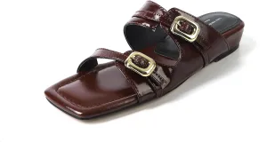 Women's Flat Sandals Two Strap Slide Comfortable Casual Summer Outdoor Sandals Adjustable Buckle